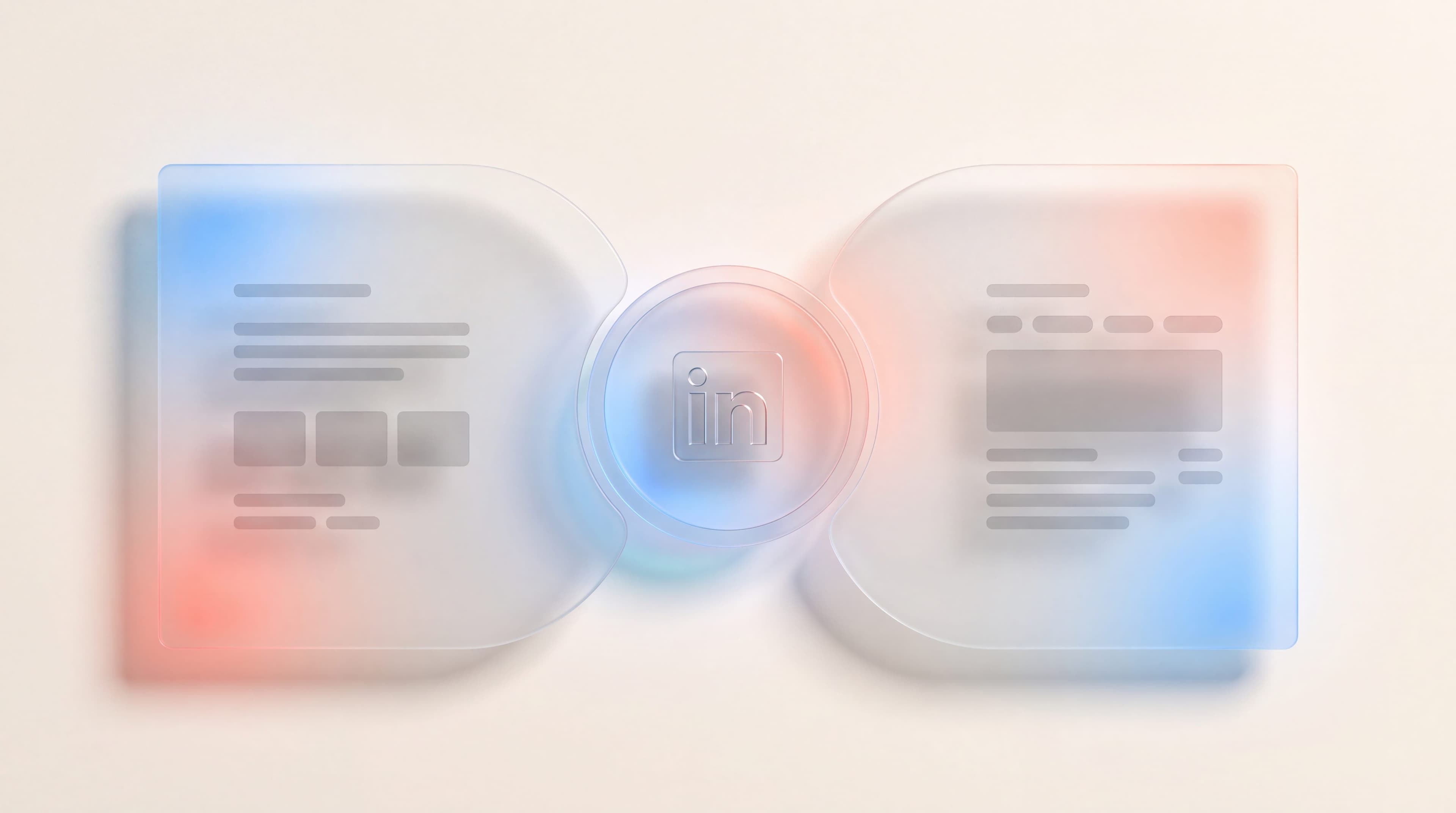 LinkedIn digital marketing agency: two glass panels, paid and organic, merged into one engine marked with the LinkedIn logo