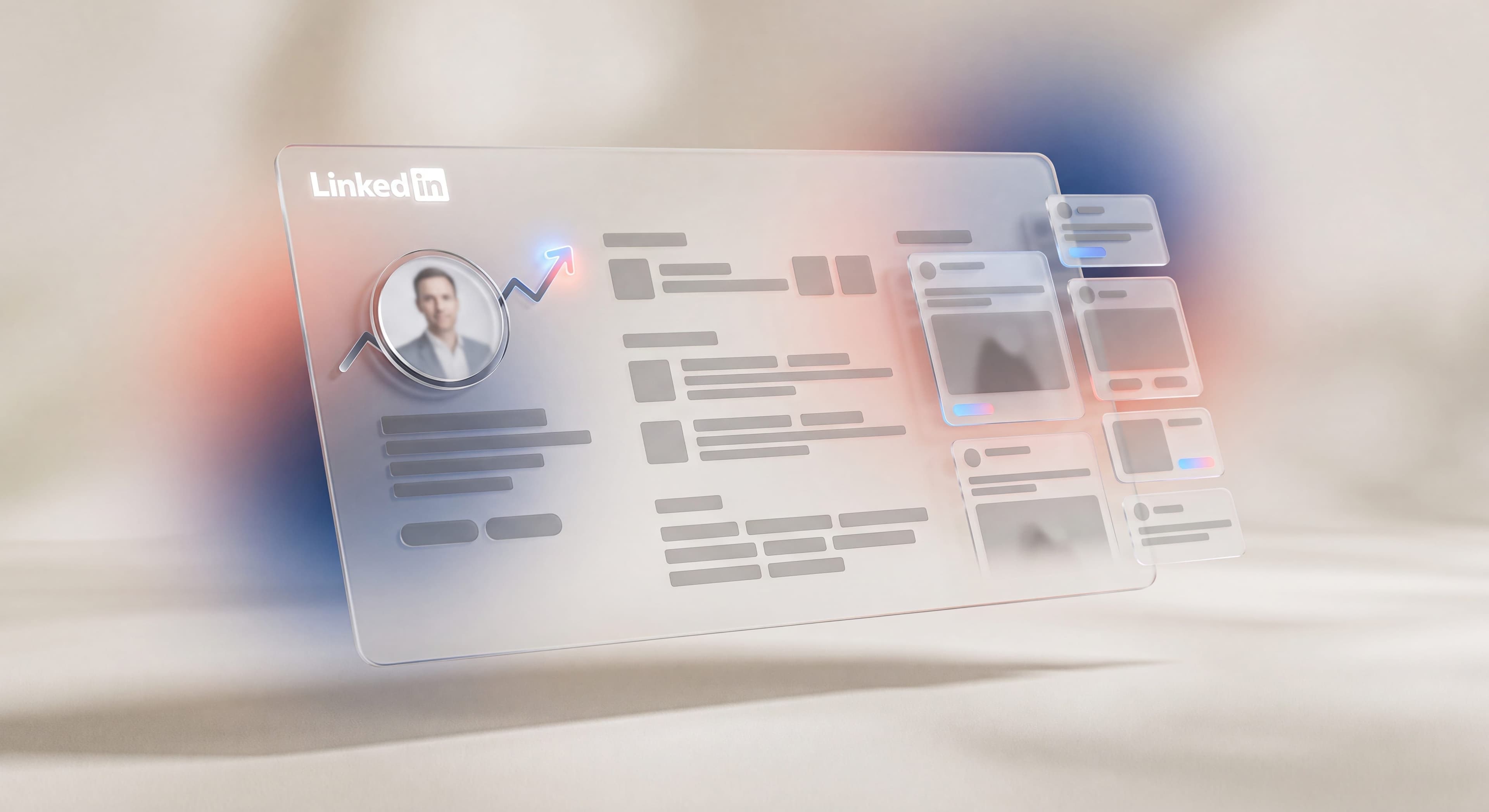 Executive LinkedIn profile on a glass panel building authority through personal branding on LinkedIn