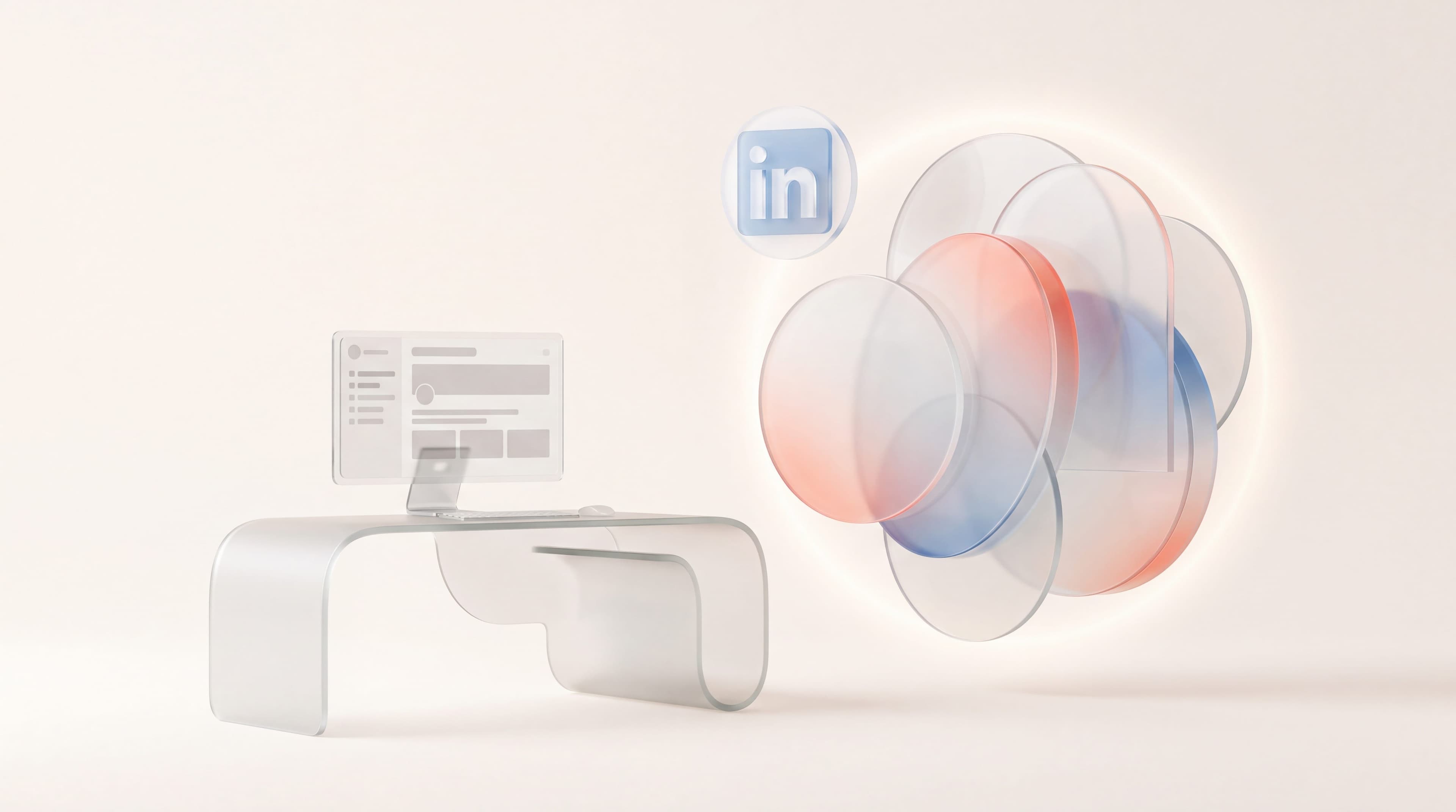 Single glass workstation beside a cluster of connected glass discs, representing a lead generation expert versus a team