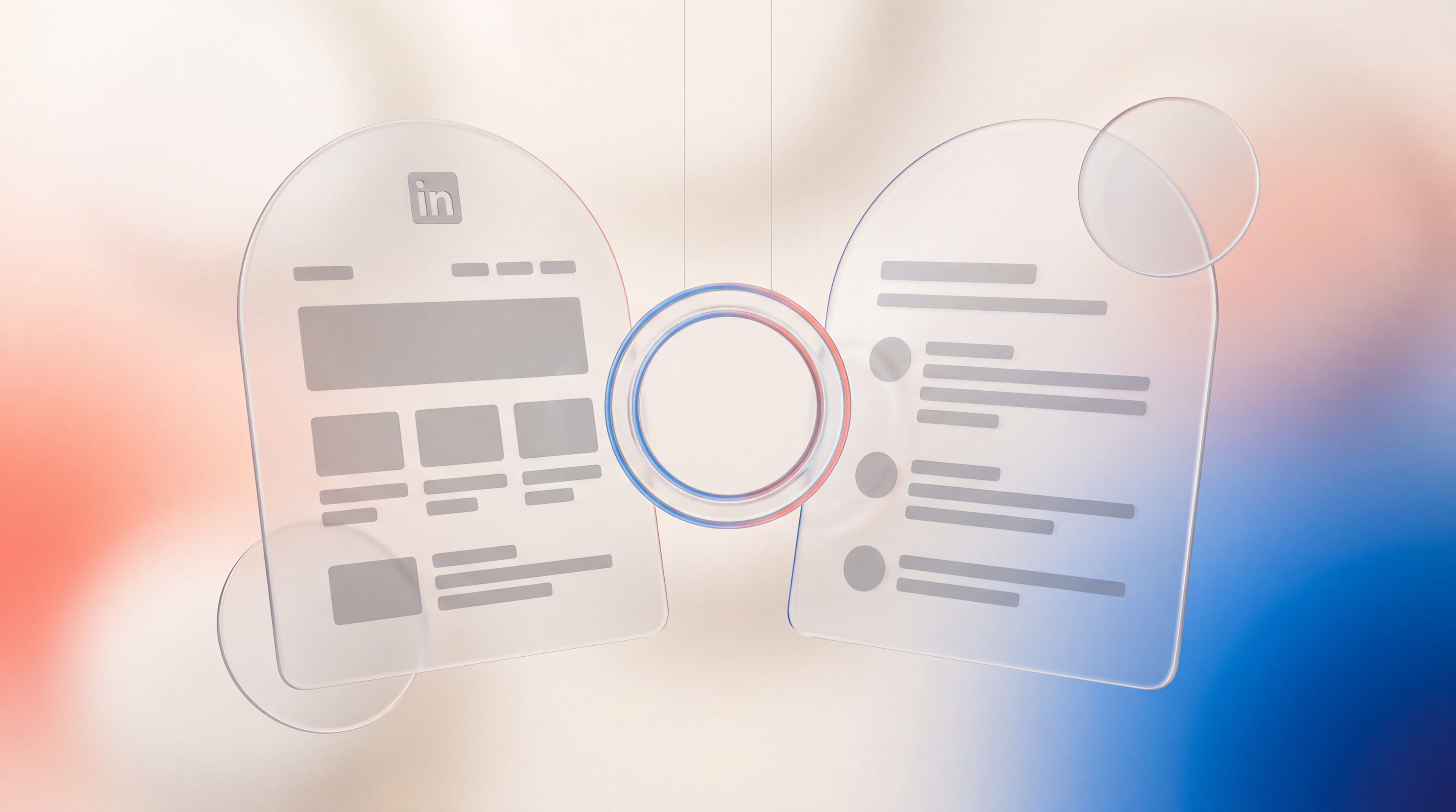 Employer branding mistakes shown as two frosted glass panels, a careers page and a review feed, drifting apart